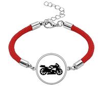 Motorcycle Mechanical Black Outline Lucky Red String Bracelet Rope Bracelet Handmade