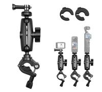 Motorcycle Mirror & Bike Handlebar Mount compatible for Insta360 X5 X4 X3 X2 X, 360° Rotating POV Clamp compatible for GoPro 12-3, Adjustable 0.28"-1.41" Pole Bracket with Dual Ball Head