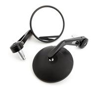 Motorcycle Mirror Motorcycle Chrome Convex 7/8‘’22mm Handlebar Mirror Old School Universal For Rearview Bar End Side Mirror Motorbike Rearview(Black-MTHSJ333)