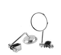 Motorcycle Mirror Motorcycle Handlebar Rear View Mirrors Round Convex Clip-On Retro For SR400 Chopper Cruiser Motorbike Rearview(Chrome)