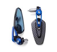 Motorcycle Mirror Universal Motorcycle Aluminum Rearview Mirror Carbon Fiber Pattern Handlebar Mirror Anti-Glare Handle End Side Mirror Motorbike Mirror(Pattern Blue)