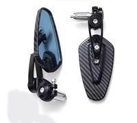 Motorcycle Mirror Universal Motorcycle Aluminum Rearview Mirror Carbon Fiber Pattern Handlebar Mirror Anti-Glare Handle End Side Mirror Motorcycle Rearview
