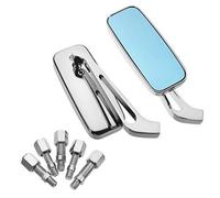 Motorcycle Mirrors 1 Pair Motorcycle Mirror Moto Bike Rearview Mirror Rear-View Mirrors Alloy View Mirrors 8mm/10mm Blue Motorbike Mirror(Silver)