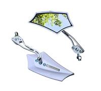 Motorcycle Mirrors 2Pcs Motorcycle Left Right Side 8MM 10MM RearView Mirrors With Changable Screws Universial Motorbike Mirror(White)