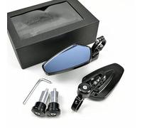 Motorcycle Mirrors 7/8" 22mm Universal Aluminum Motorcycle Rearview Mirror HandleBar Ends Side Mirrors Motorbike Mirror(Black blue mirror)