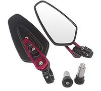 Motorcycle Mirrors 7/8" Universal Motorcycle Bar End Rearview Mirrors Rear View Handle Side Mirrors Oval Aluminum Motorbike Mirror(Black Red)