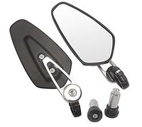 Motorcycle Mirrors 7/8" Universal Motorcycle Bar End Rearview Mirrors Rear View Handle Side Mirrors Oval Aluminum Motorbike Mirror(Black Silver)