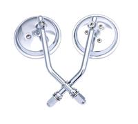 Motorcycle Mirrors 8mm Black/Chrome Motorcycle Mirror Short Stem 3"Round Rearview Mirror For Dyna For Bobber For Chopper For Old For School 1982-2018(Chrome)