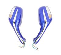 Motorcycle Mirrors For Chinese For GY6 For Scooter For Mopeds For Jonway Motorcycle Rearview Mirror With Turn Signal Light(Blue)
