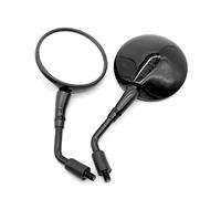 Motorcycle Mirrors Motorbike Motorcycle Scooter Mirrors Universal Motorbike Rear View Mirror 10mm Thread Retro Round Oval Pair Silver Chrome Motorcycle Rearview Mirror(Black)
