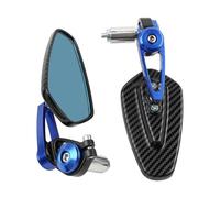 motorcycle mirrors Motorcycle 360 Rotation Rearview Mirror Handlebar Modified Inverted Carbon Fiber Pattern Rear Moto Accessories adjustable motorcycles mirror(Blue)