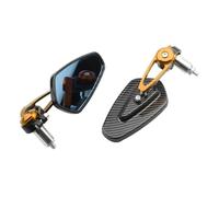 Motorcycle Mirrors Motorcycle Bar Mirrors Motorcycle Rearview Mirror Carbon Fiber Handlebar Modified Inverted Rear Motorbike Accessories(Gold)