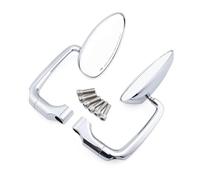 Motorcycle Mirrors Motorcycle Black/Chrome Metal L-bar Retro Oval Rearview Side Mirror For GN/CG For Street For Cafe For Racer Side Mirrors Rear View(Chrome)
