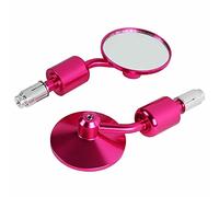 Motorcycle Mirrors Motorcycle Universal CNC Aluminum Rear View 3" Handle Bar End 7/8" Mirrors Motorbike Mirror(Rose red)