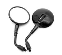 Motorcycle Mirrors Pair Silver Chrome Motorcycle Scooter Mirrors Universal Motorbike Rear View Mirror 10mm Thread Retro Round Oval Motorbike Mirror(Black)