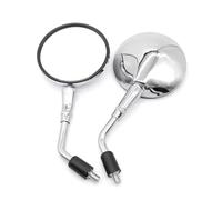 Motorcycle Mirrors Pair Silver Chrome Motorcycle Scooter Mirrors Universal Motorbike Rear View Mirror 10mm Thread Retro Round Oval Motorbike Mirror(Silver)