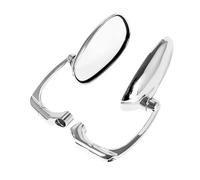 Motorcycle Mirrors Set Motorcycle Retro Oval Rearview Side Mirrors L-Bar Chrome Black Aluminum Motorbike Accessories 8mm 10m(Chrome)
