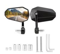 Motorcycle Mirrors Universal, 2 Pack Motorcycle Bar End Mirrors, Motorbike Rearview Mirrors with E-MARK, Universal Side Wing Mirror for Scooters ATVS Electric Bikes, 360° Rotatable,Towing Safe