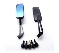 Motorcycle Mirrors Universal 8mm/10mm Side Mirror Motorcycle Handlebar Rear View Mirrors Rectangle Black Square Smoke Blue Glass Motorbike Side(Black Blue lens)