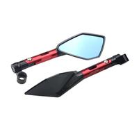 Motorcycle Mirrors Universal CNC Aluminum Motorcycle Handlebar Rear View Mirrors Blue Anti-glare Mirror Motorbike Mirror(Long Red)