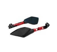 Motorcycle Mirrors Universal CNC Aluminum Motorcycle Handlebar Rear View Mirrors Blue Anti-glare Mirror Motorbike Mirror(Short-Small-RD)