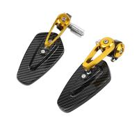 motorcycle mirrors Universal Motorbike Accessories Motorcycle Rearview Mirror Carbon Fiber Pattern Handlebar Modified Inverted Rear moto rear view mirror(Gold)