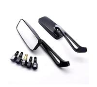 Motorcycle Mirrors Universal Motorcycle Handlebar Rearview Mirror Rectangular Black Square Smoky Blue Glass 8mm/10mm(Transparent lens)