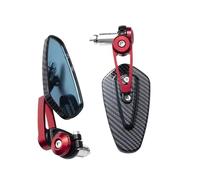 motorcycle mirrors Universal Motorcycle Rearview Mirror Carbon Fiber Pattern Handlebar Modified Inverted Rear Motorbike Accessories adjustable motorcycles mirror(Red)