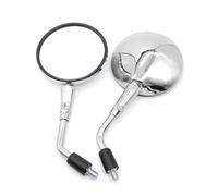 Motorcycle Mirrors Universal Pair Silver Chrome Motorbike Rear View Mirror 10mm Thread Retro Round Oval Motorbike Side Mirrors(Silver)