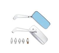 Motorcycle Mirrors Universal Side View Mirror Motorcycle Handlebar Rearview Mirror Square Smoked Blue Glass 8mm/10mm Motorbike Side(Plating)