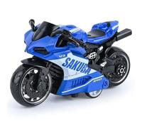 Motorcycle Model,Pull Back Motorcycle Plastic Street Machine Friction Power Mini Motorbike Model Kids Toy Gift Set for 3 Years+ (Blue)
