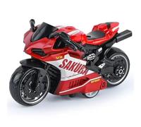 Motorcycle Model,Pull Back Motorcycle Plastic Street Machine Friction Power Mini Motorbike Model Kids Toy Gift Set for 3 Years+ (Red)
