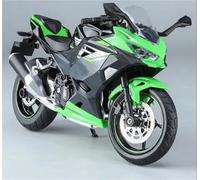 Motorcycle model Simulation 1:12 Scale For Kawasaki 400 Off Road Motorbike Alloy Model Sound Light Diecast Motorcycle Vehicle Toy Gift(Black- Silver)