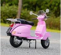 Motorcycle model Sound And Light Toy Motorcycle Diecast Metal Miniature Model 1/10 Collection Gift For Vespa 125(Black- Silver)