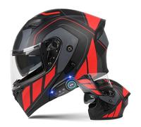 Motorcycle Modular Bluetooth Helmet Full Face Integrated Motorbike Helmet With Anti-Fog Double Visor Modular Flip up front Motorcycle Helmet ECE Approved For Adult Men and Women