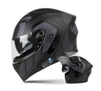 Motorcycle Modular Bluetooth Helmet Full Face Integrated Motorbike Helmet With Anti-Fog Double Visor Modular Flip up front Motorcycle Helmet ECE Approved For Adult Men and Women