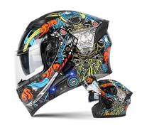 Motorcycle Modular Bluetooth Helmet Full Face Integrated Motorbike Helmet With Anti-Fog Double Visor Modular Flip up front Motorcycle Helmet ECE Approved For Adult Men and Women