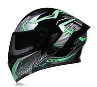 Motorcycle Modular Helmet DOT/ECE Approved Crash Helmet for Men Women Full Face Integrated Motorbike Helmet with Double Visor Suitable for Cruisers Mopeds Motocross C,XL=(61-62CM)