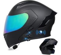 Motorcycle Modular Helmet with Bluetooth Full Face Flip Up Motorbike Helmet ECE Approved Crash Helmets Built-in Dual Speaker Microphone for Adult Men Women(C7,L(59~60cm))