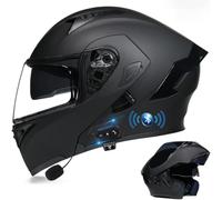 Motorcycle Modular Helmet with Bluetooth Full Face Flip Up Motorbike Helmet ECE Approved Crash Helmets Built-in Dual Speaker Microphone for Adult Men Women(C6,XXL(63~64cm))