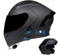 Motorcycle Modular Helmet with Bluetooth Full Face Flip Up Motorbike Helmet ECE Approved Crash Helmets Built-in Dual Speaker Microphone for Adult Men Women(C1,M(57~58cm))