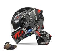 Motorcycle Modular Helmet with Bluetooth Full Face Flip Up Motorbike Helmet with Anti-Fog Dual Visor ECE Approved Crash Helmets Built-in Dual Speaker Microphone for Adult Men Women