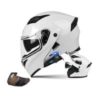 Motorcycle Modular Helmet with Bluetooth Full Face Flip Up Motorbike Helmet with Anti-Fog Dual Visor ECE Approved Crash Helmets Built-in Dual Speaker Microphone for Adult Men Women