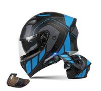 Motorcycle Modular Helmet with Bluetooth Full Face Flip Up Motorbike Helmet with Anti-Fog Dual Visor ECE Approved Crash Helmets Built-in Dual Speaker Microphone for Adult Men Women