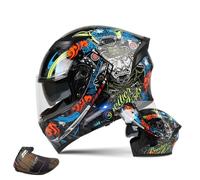 Motorcycle Modular Helmet with Bluetooth Full Face Flip Up Motorbike Helmet with Anti-Fog Dual Visor ECE Approved Crash Helmets Built-in Dual Speaker Microphone for Adult Men Women