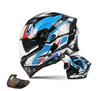 Motorcycle Modular Helmet with Bluetooth Full Face Flip Up Motorbike Helmet with Anti-Fog Dual Visor ECE Approved Crash Helmets Built-in Dual Speaker Microphone for Adult Men Women