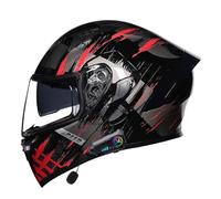 Motorcycle Modular Helmet with Bluetooth Full Face Flip Up Motorbike Helmet with Dual Visor DOTECE Approved Crash Helmets Built-in Dual Speaker Microphone for Adult Men Women 7,L=59~60cm