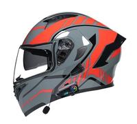 Motorcycle Modular Helmet with Bluetooth Full Face Flip Up Motorbike Helmet with Dual Visor DOTECE Approved Crash Helmets Built-in Dual Speaker Microphone for Adult Men Women 10,XL=61~62cm