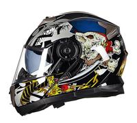 Motorcycle Modular Helmet with Double Visor Flip Up Front Motorcycle Helmet Full Face Integrated Helmet ECE Approved Ventilation Design C,XL=(61-62CM)