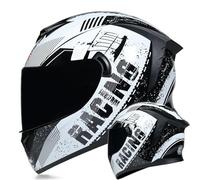 Motorcycle Modular Helmet with Removable Liner Flip-Up Helmet All-Season ECE Approved Crash Helmets Motocross Helmets Flip-Up Full Face Motorcycle Helmets C,XL=(61-62CM)